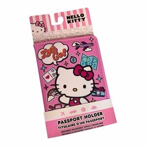 Hello Kitty Pink Travel Graphics Plane Suitcase Passport Holder Cover Case
